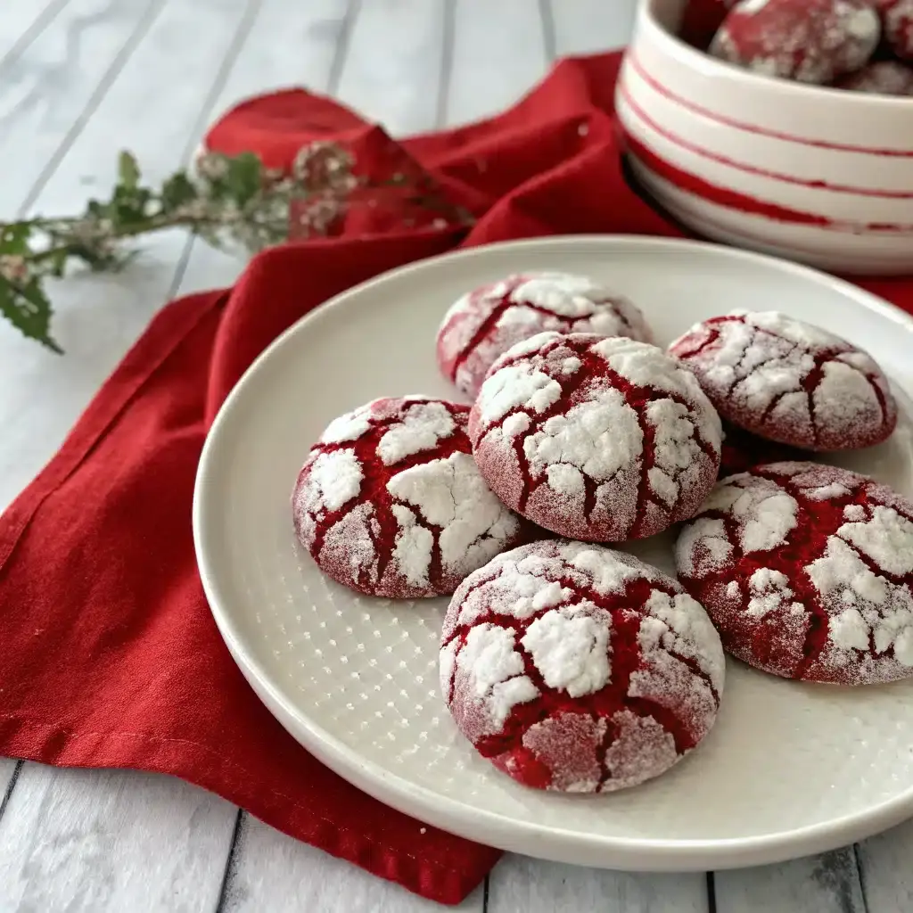 Fudgy Red Velvet Crinkle Cookies | Festive, Chewy, and Easy