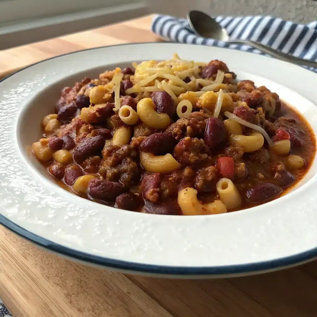 Slow Cooker Three-Bean Chili Mac (Easy, Hearty & Cheesy)