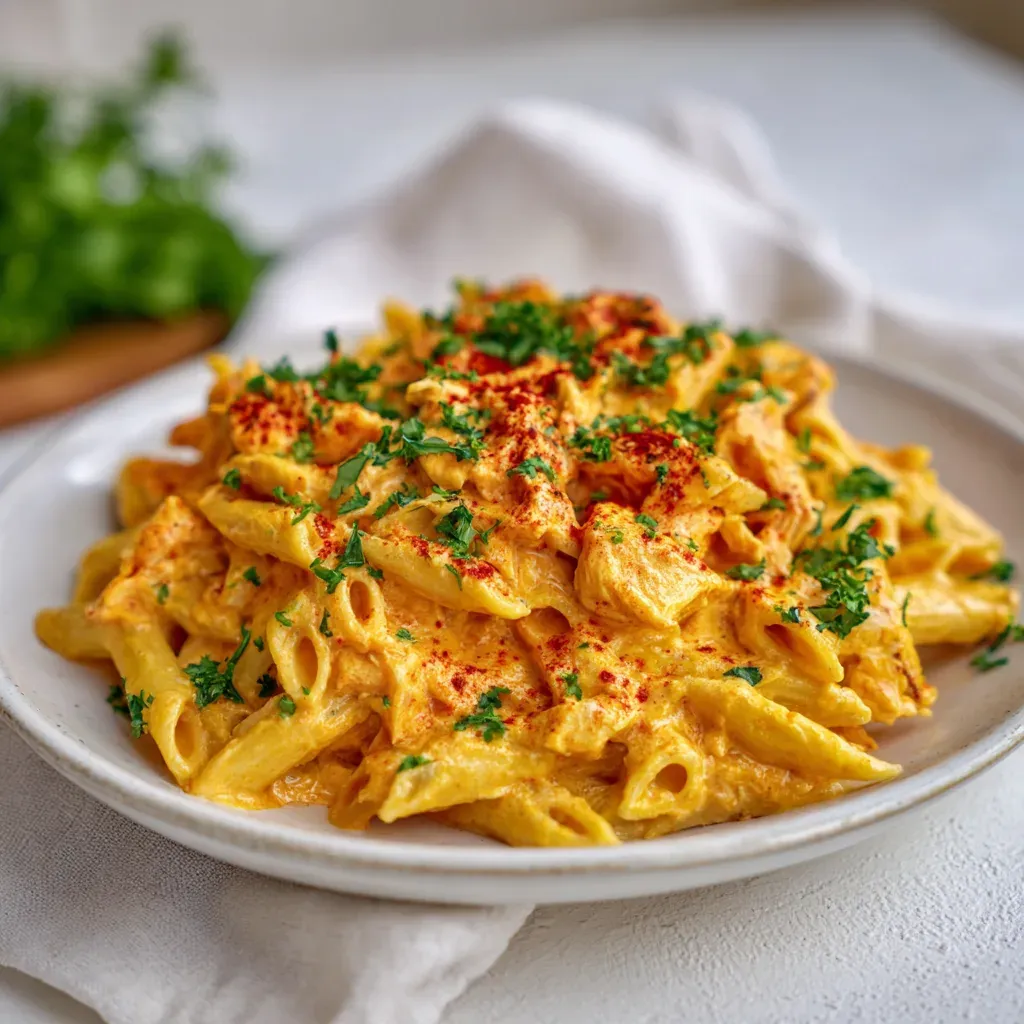 Crockpot Creamy Buffalo Chicken Pasta