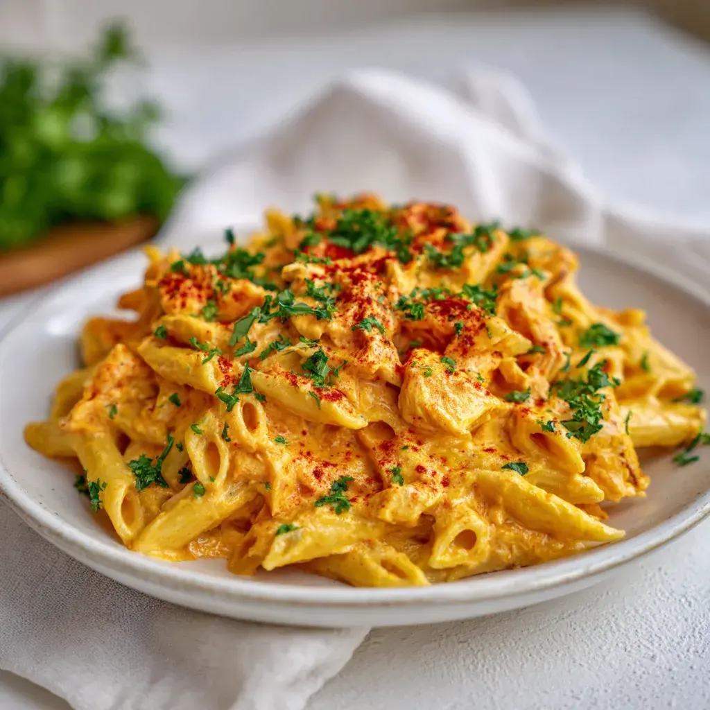 Crockpot Creamy Buffalo Chicken Pasta
