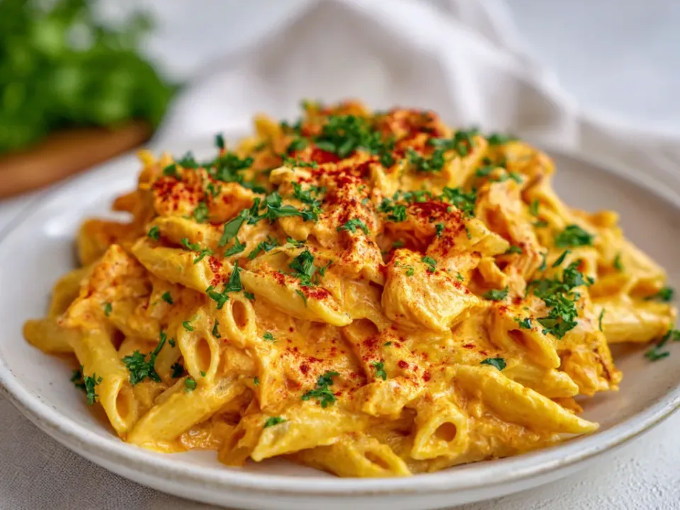 Crockpot Creamy Buffalo Chicken Pasta