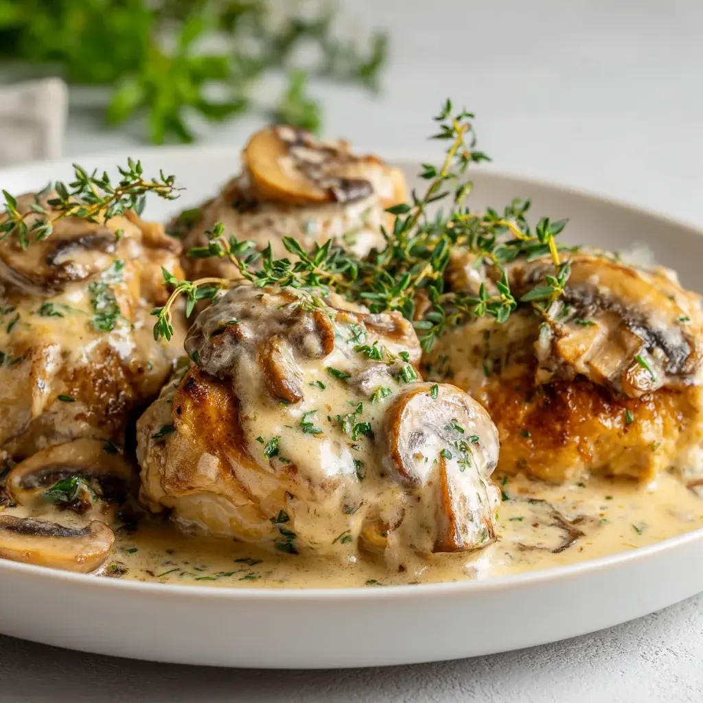 Crockpot Creamy Mushroom and Thyme Chicken is weeknight magic—creamy, cozy, hands-off. Make it tonight and save the recipe!