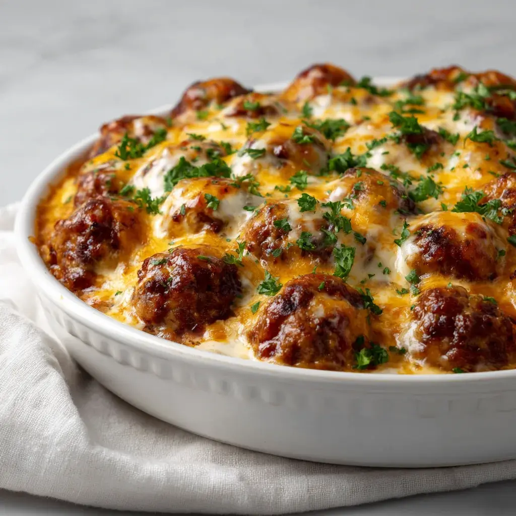 Crockpot BBQ Ranch Meatball Casserole
