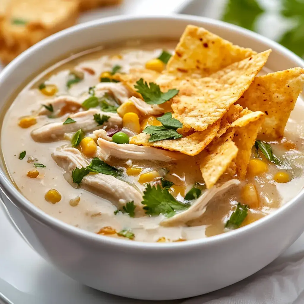 White Chicken Chili with Crispy Tortilla Strips: Irresistibly Delicious!