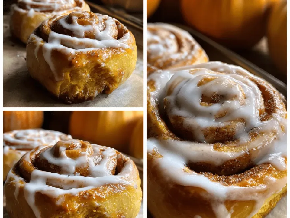 Sourdough pumpkin cinnamon rolls freshly baked on a wooden table