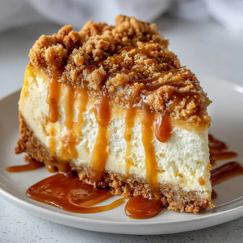 Salted Caramel Apple Pie Cheesecake with Crumble – Irresistibly Delicious!