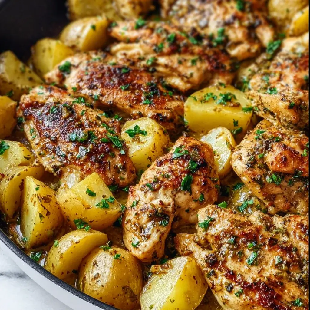 Garlic Butter Chicken & Potatoes Skillet: Easy, Crispy & Delicious!
