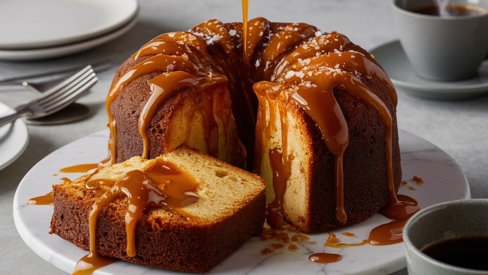 Caramel butter cake, Salted Caramel Kentucky Butter Cake, Kentucky butter cake with caramel, Salted caramel cake