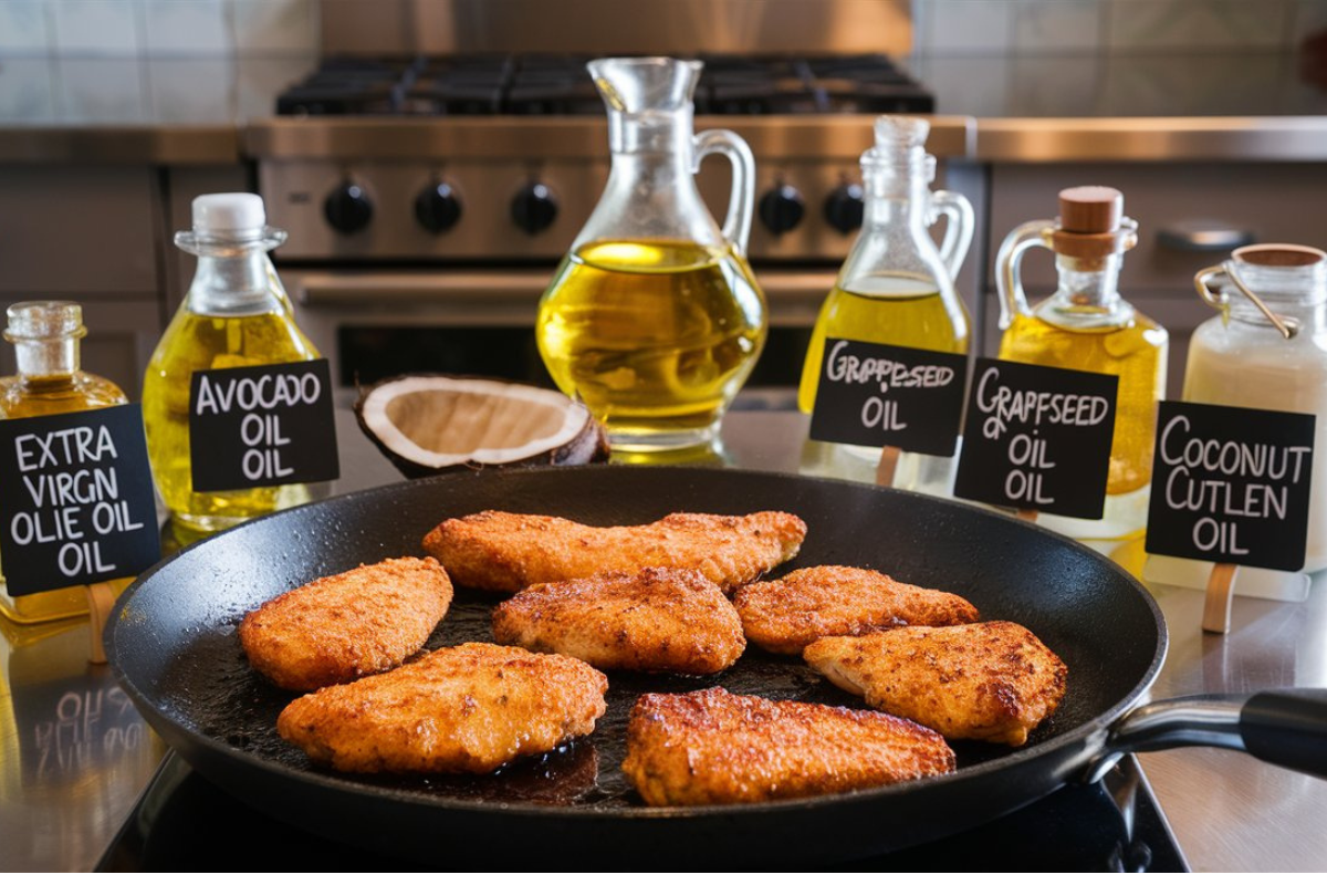 ideal frying oil, best cooking oil for cutlets, top oil for frying chicken, recommended oils for chicken cutlets