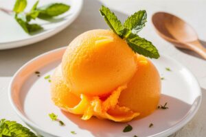 Citrus sorbet, frozen orange dessert, homemade sorbet, vegan sorbet 