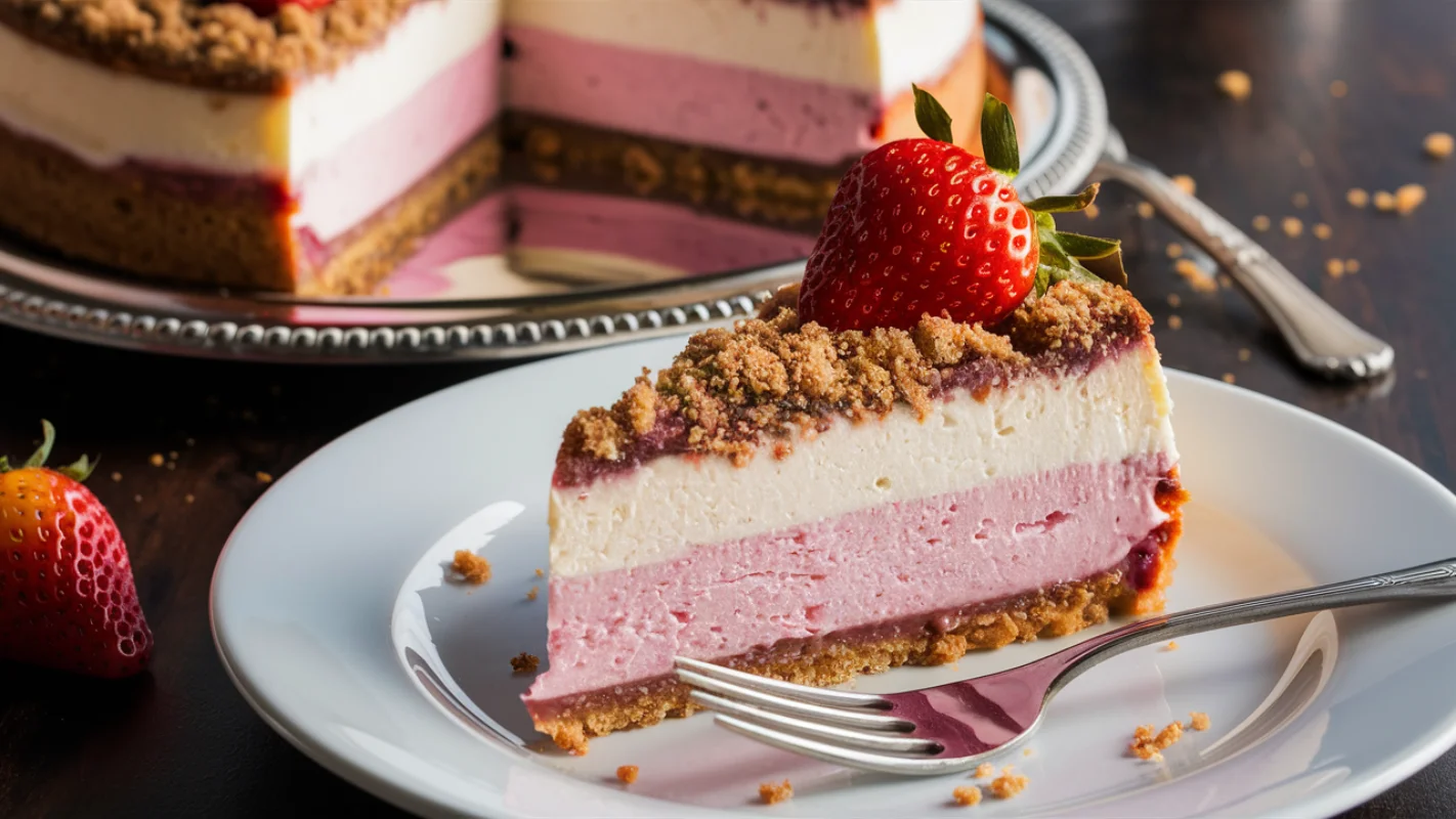 Strawberry crunch cheesecake, Strawberry cheesecake, crunchy strawberry cheesecake, strawberry dessert