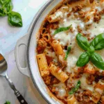 Family-style Crockpot Million Dollar Pasta with golden cheese