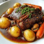 recipe card for 5-star pot roast slow cooker with ingredients and steps
