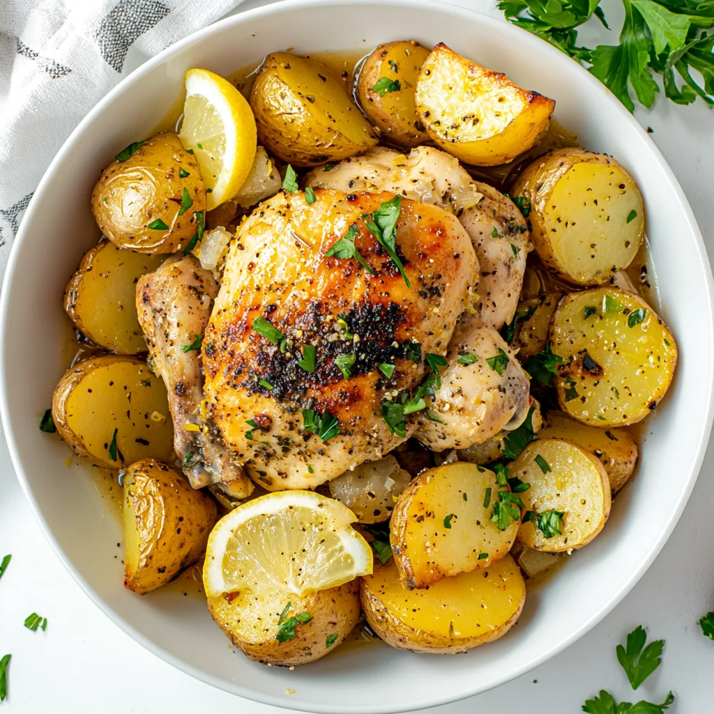 Greek Slow Cooker Lemon Chicken and Potatoes Recipe | Easy Mediterranean Meal